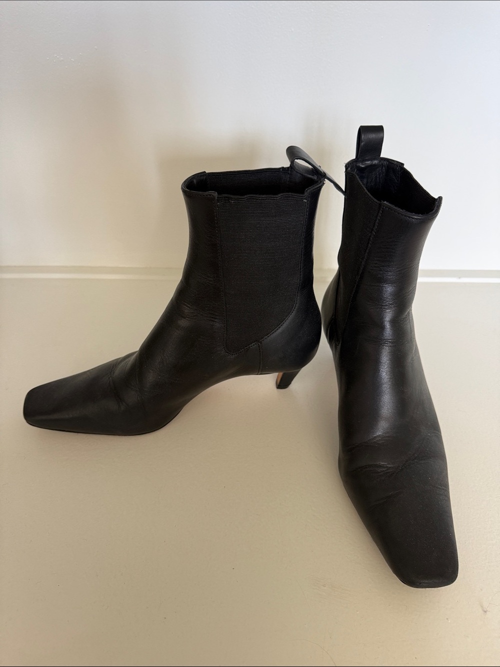 Reformation Black Leather Pointed Toe Ankle Booties